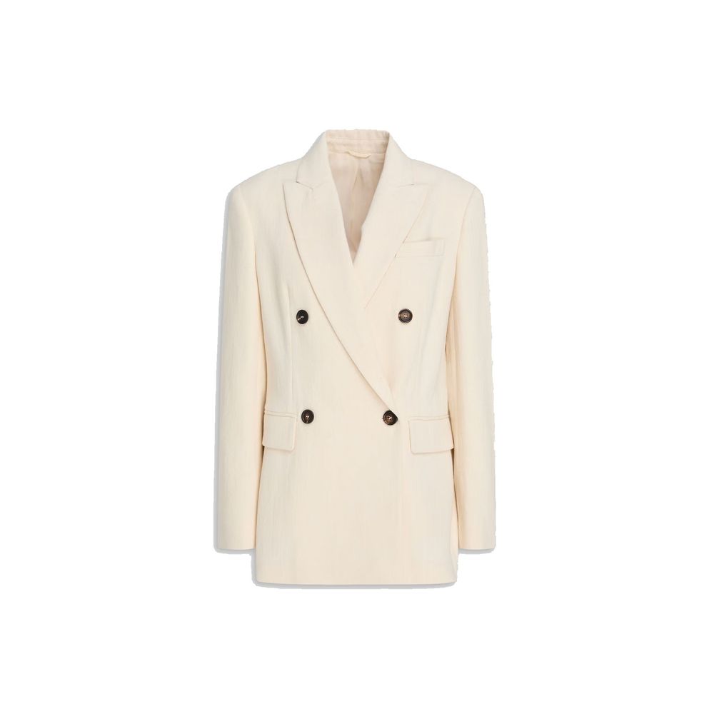 Double-Breasted Cotton Blazer — White