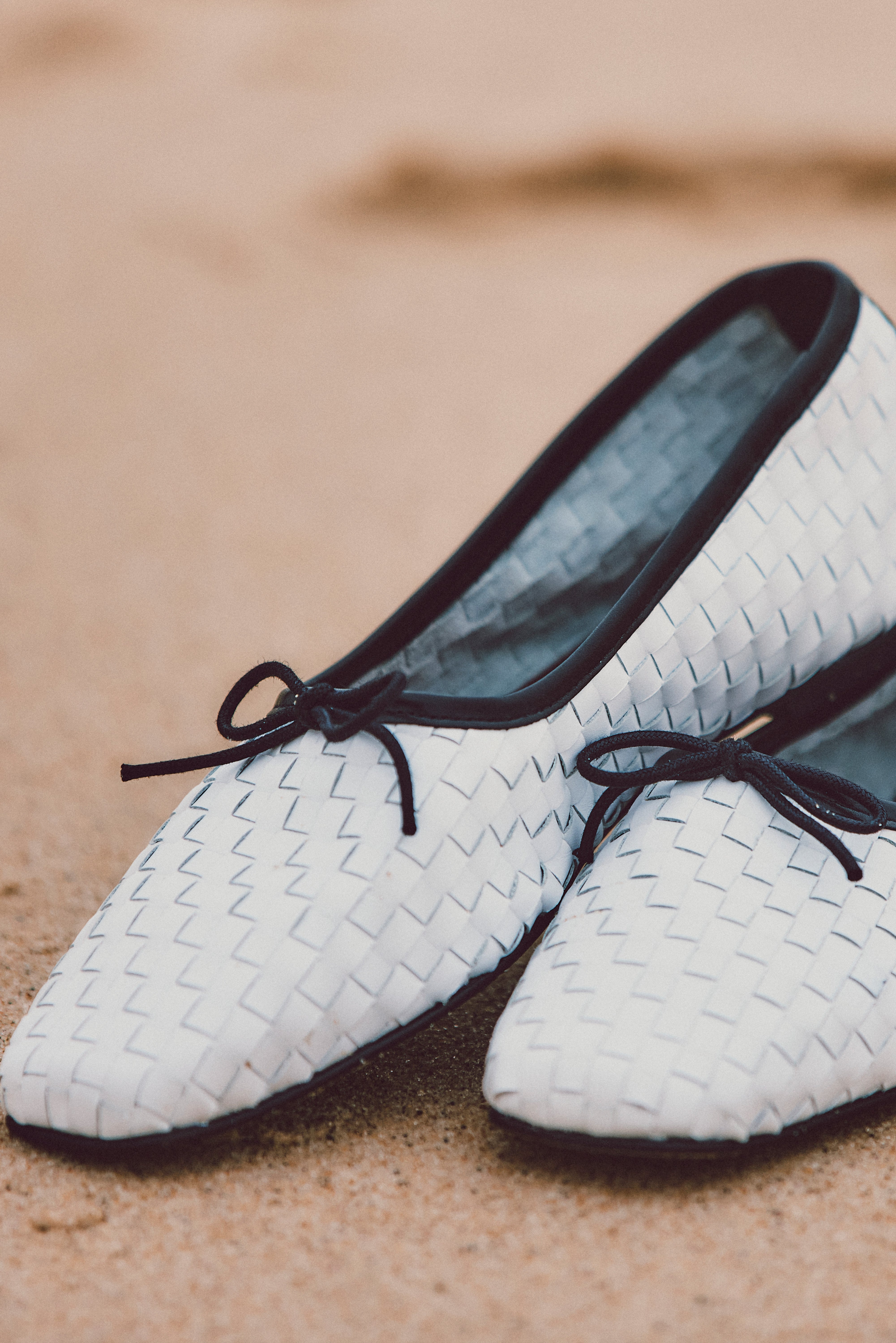 Jada Square Toe Ballet Flat - White Woven Calf