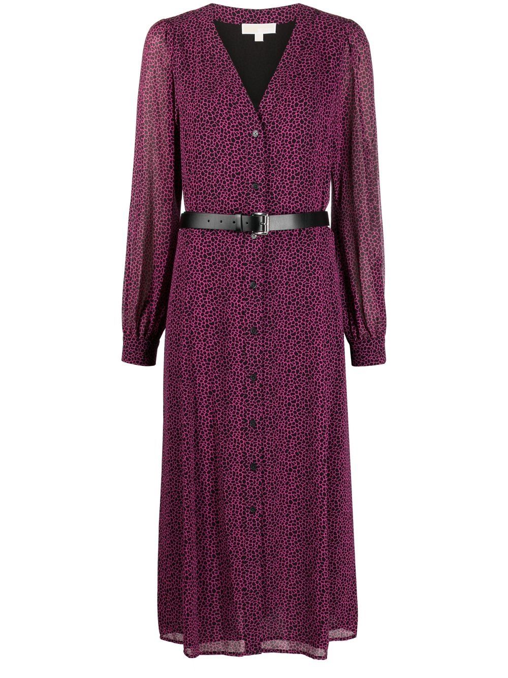 Belted-waist midi dress - Pink