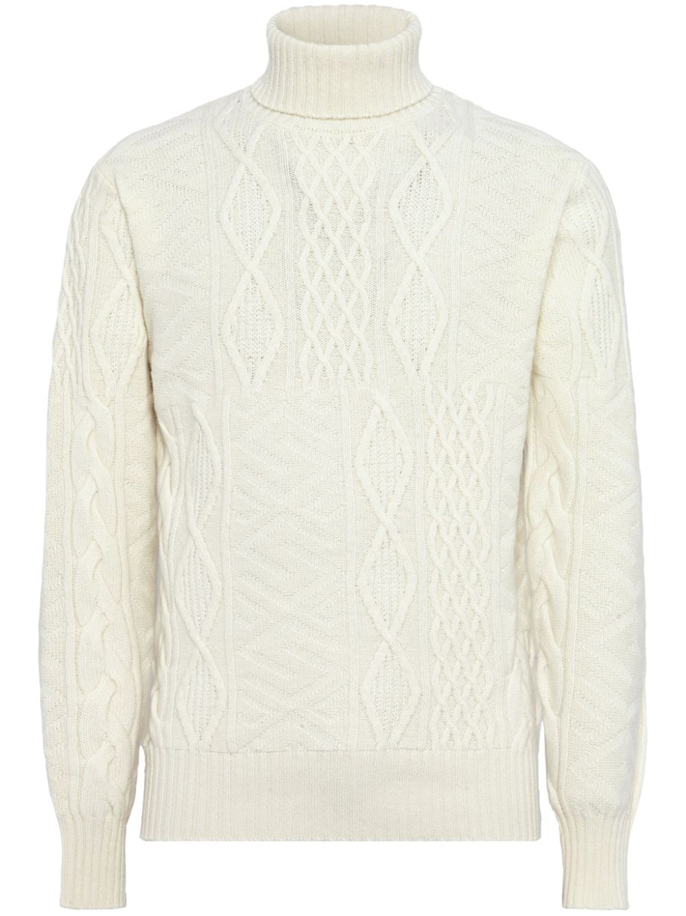 Mixed-knit sweater - White