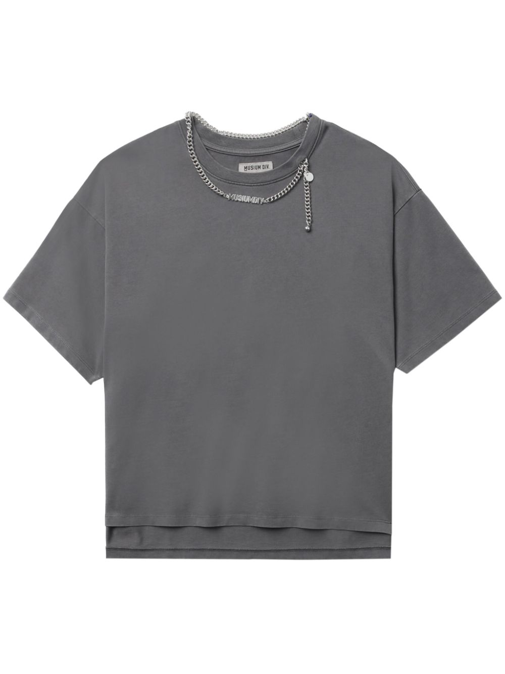Chain-detail cotton T-shirt - Grey