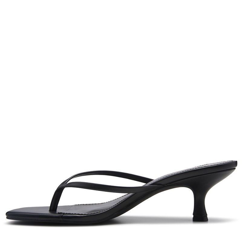 Women's Charlene Thong Kitten Heel Sandals (Black)