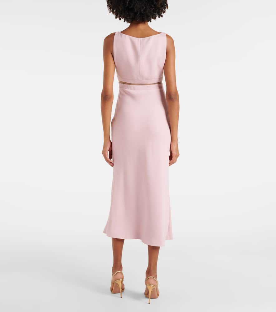 Bow-detail crêpe midi dress