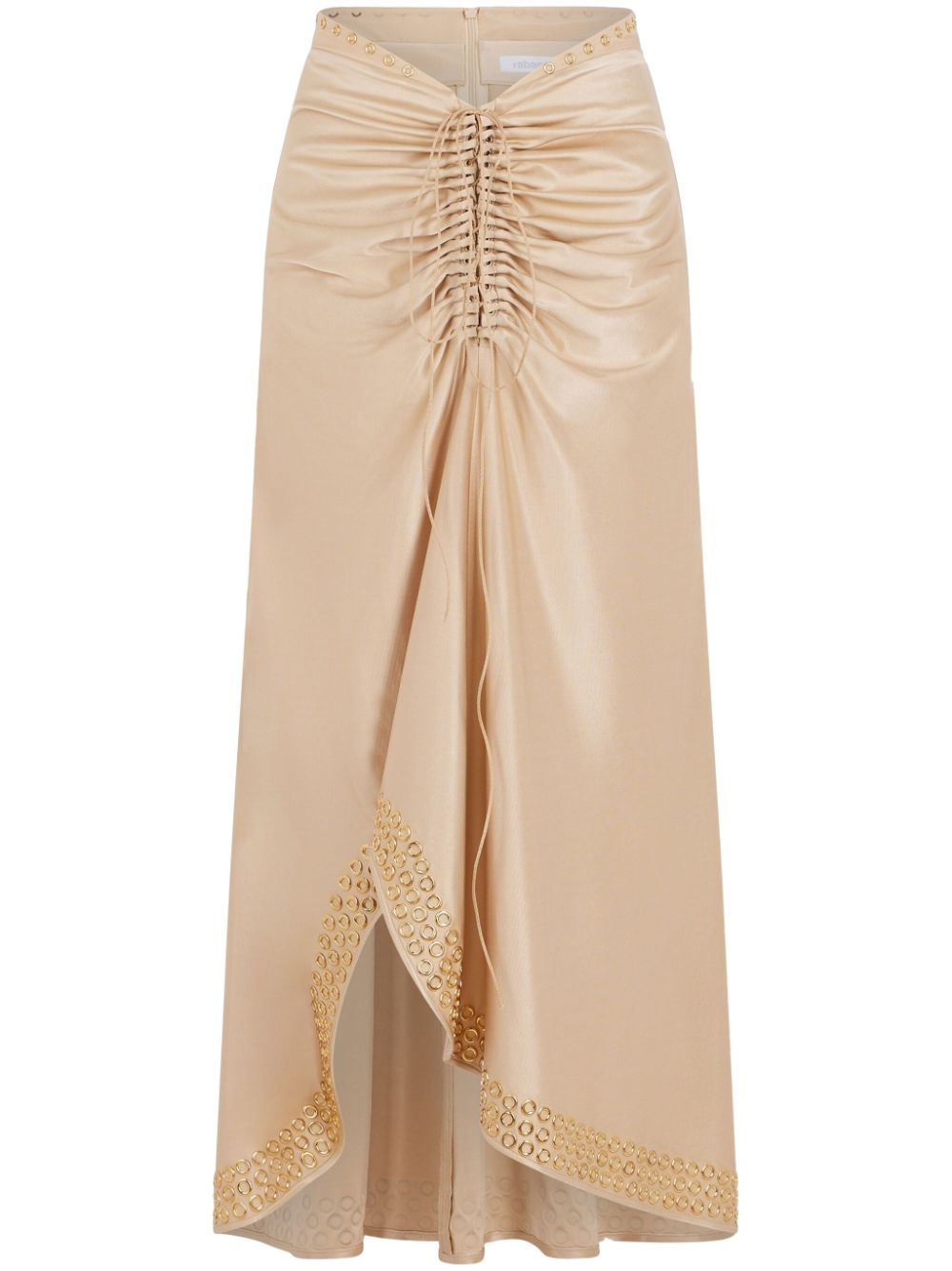 Embroidered eyelets asymmetric skirt - Neutrals