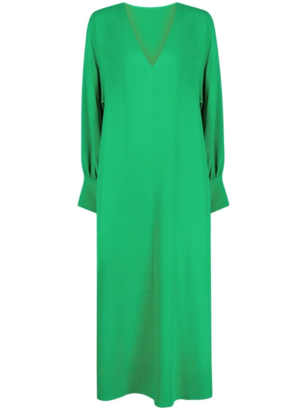 V-neck long-length dress - Green