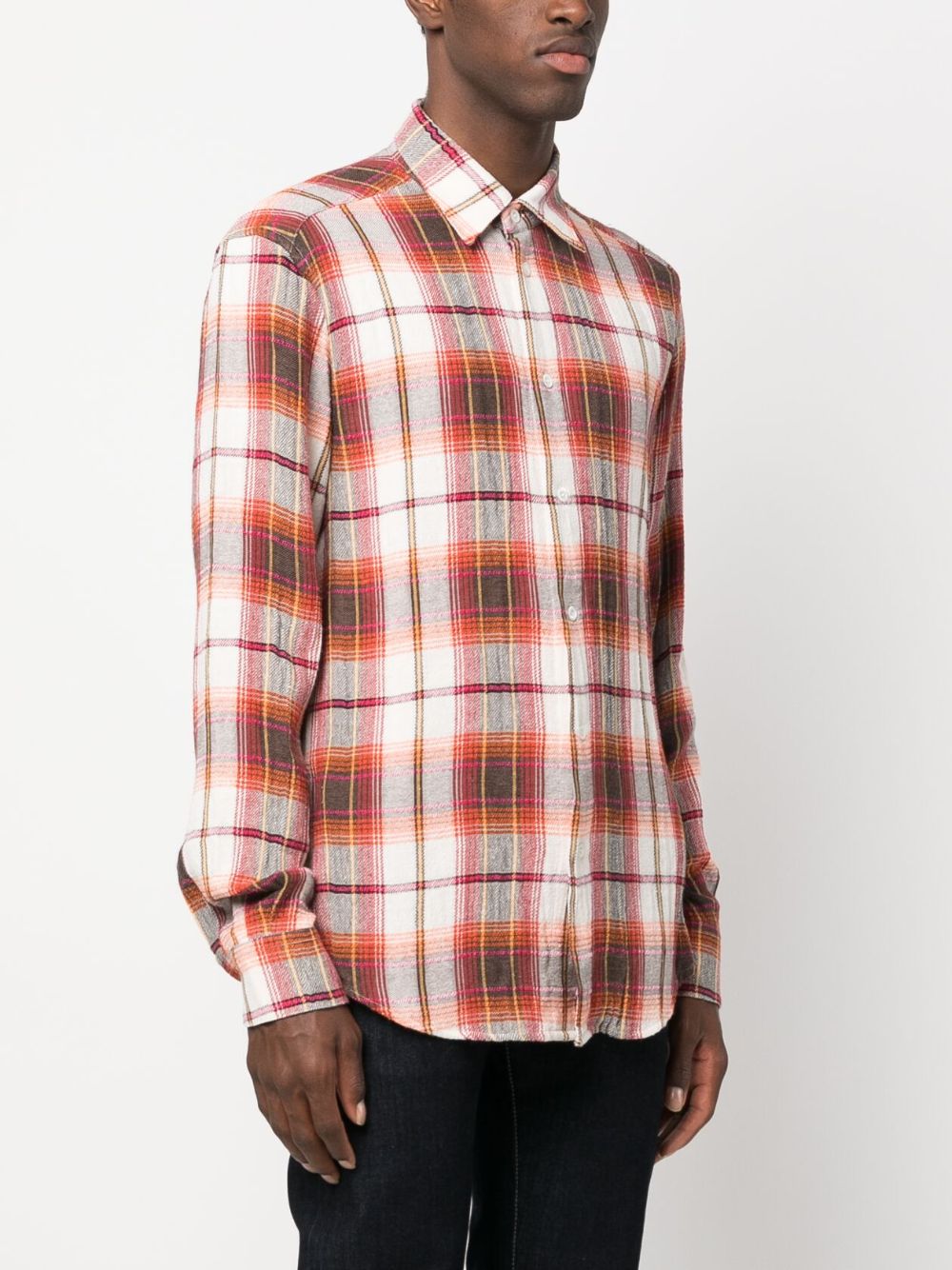 - Check Print Cotton Blend Shirt
