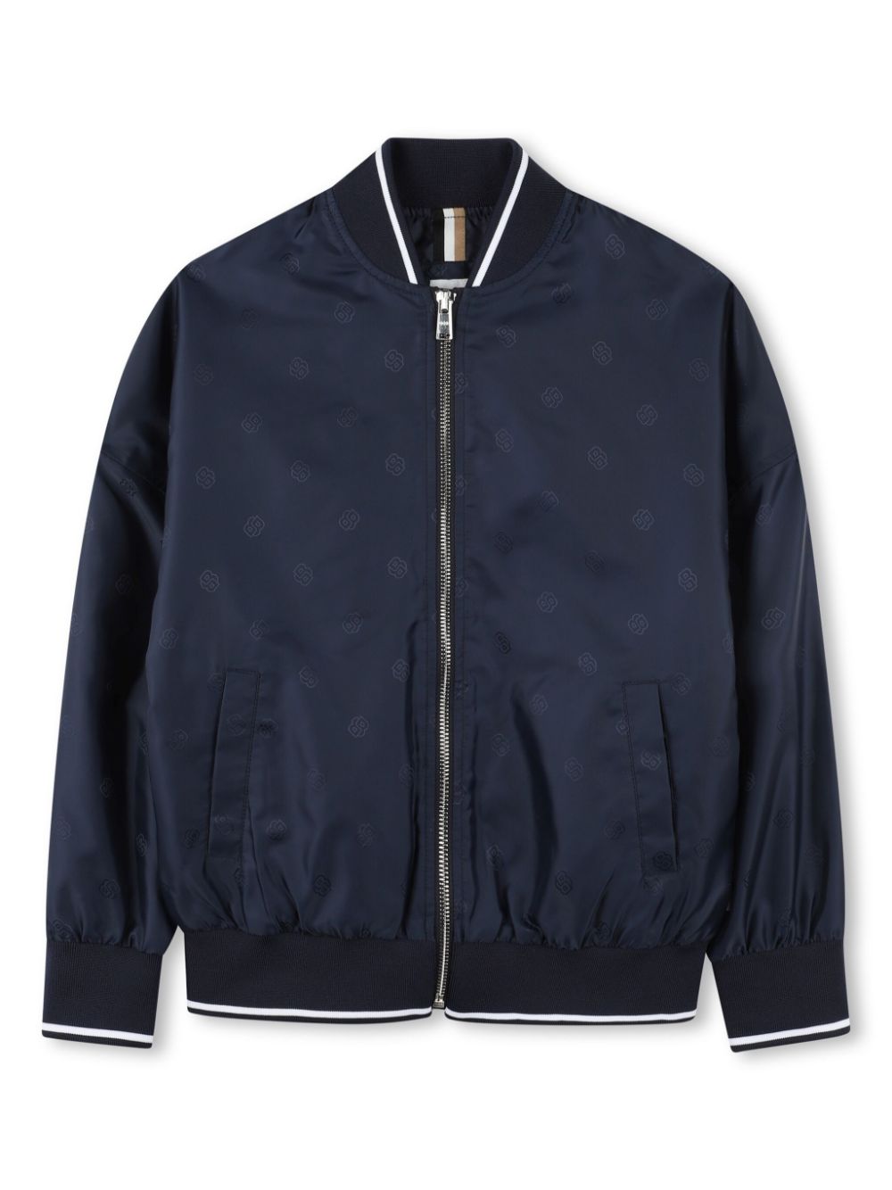 Logo-print zipped bomber jacket - Blue