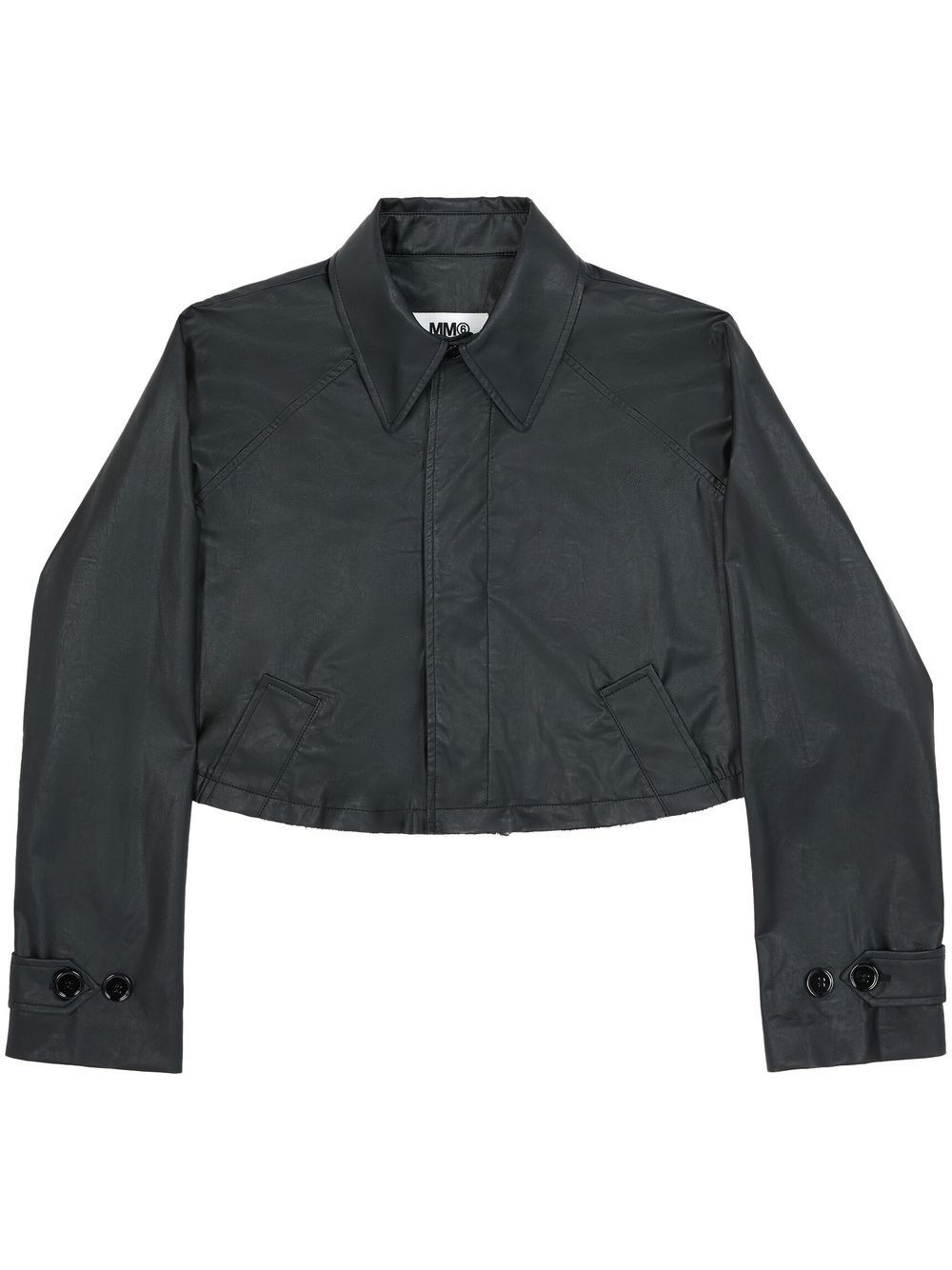 Faux-leather cropped jacket - Black