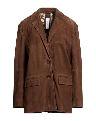 Woman Blazer Brown Size 4 Leather