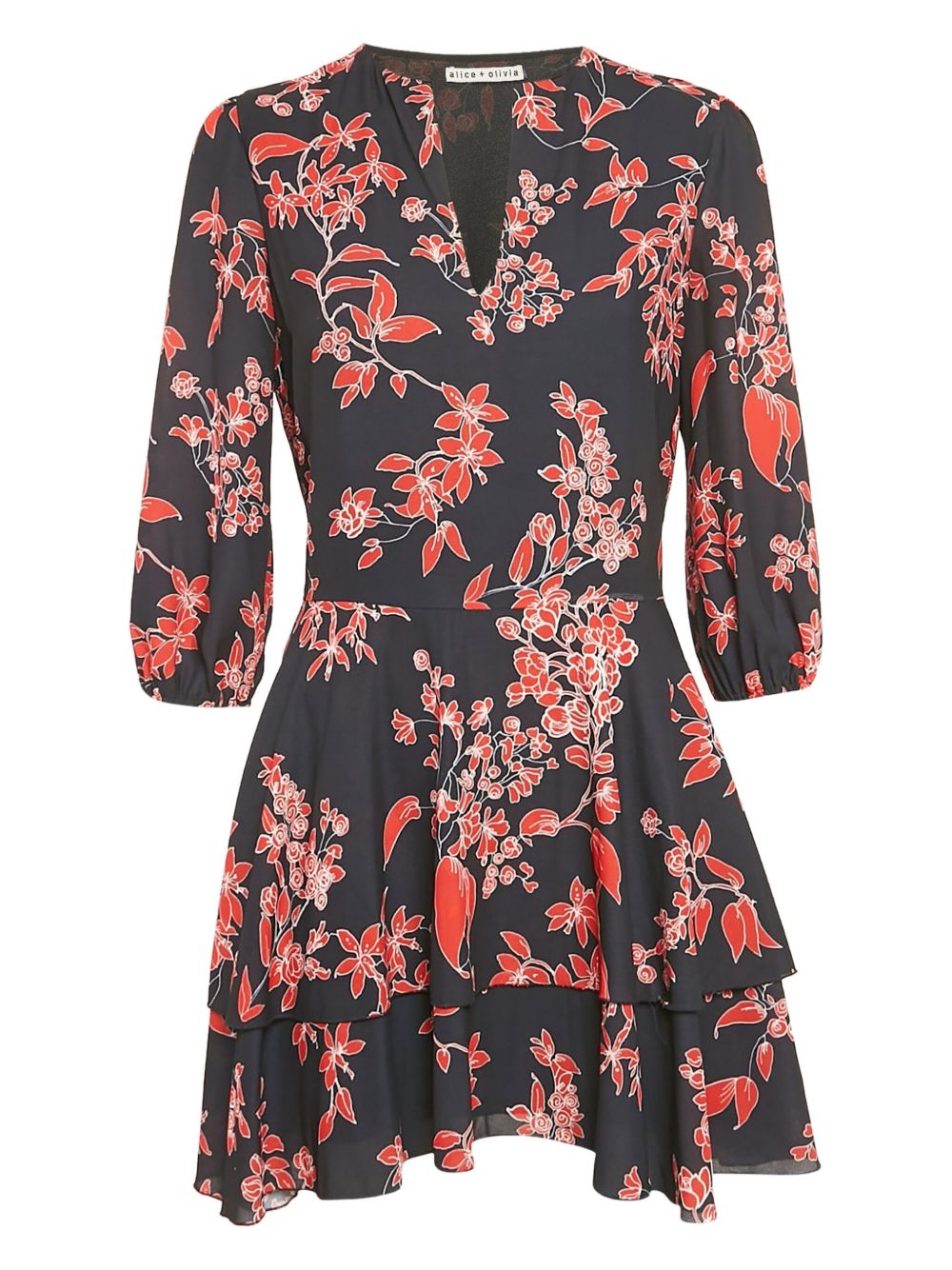 Floral-print mini dress - Black