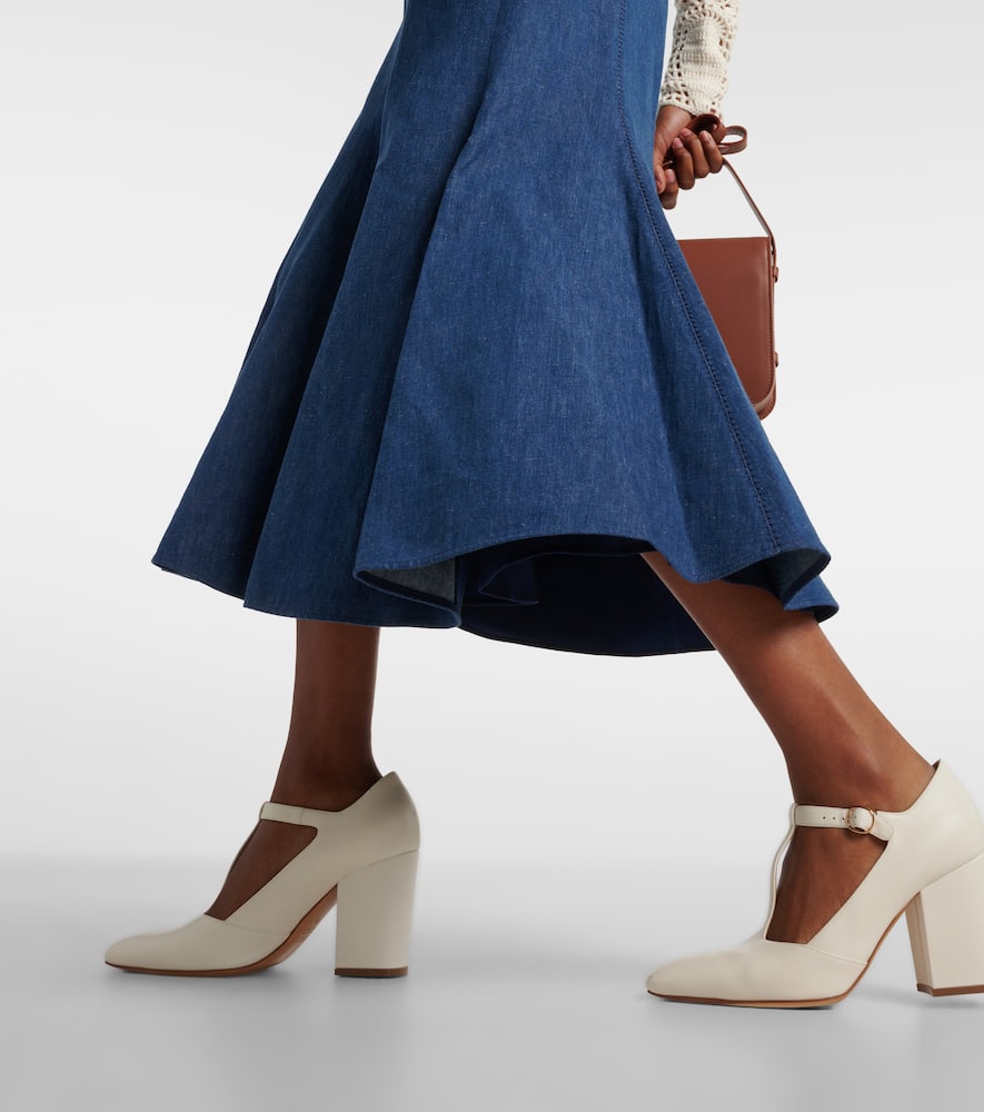 Amy flared cotton and linen midi skirt