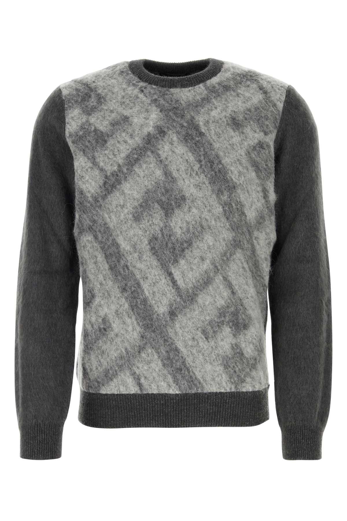 Argyle-Jacquard Wool Blend Sweater — Gray