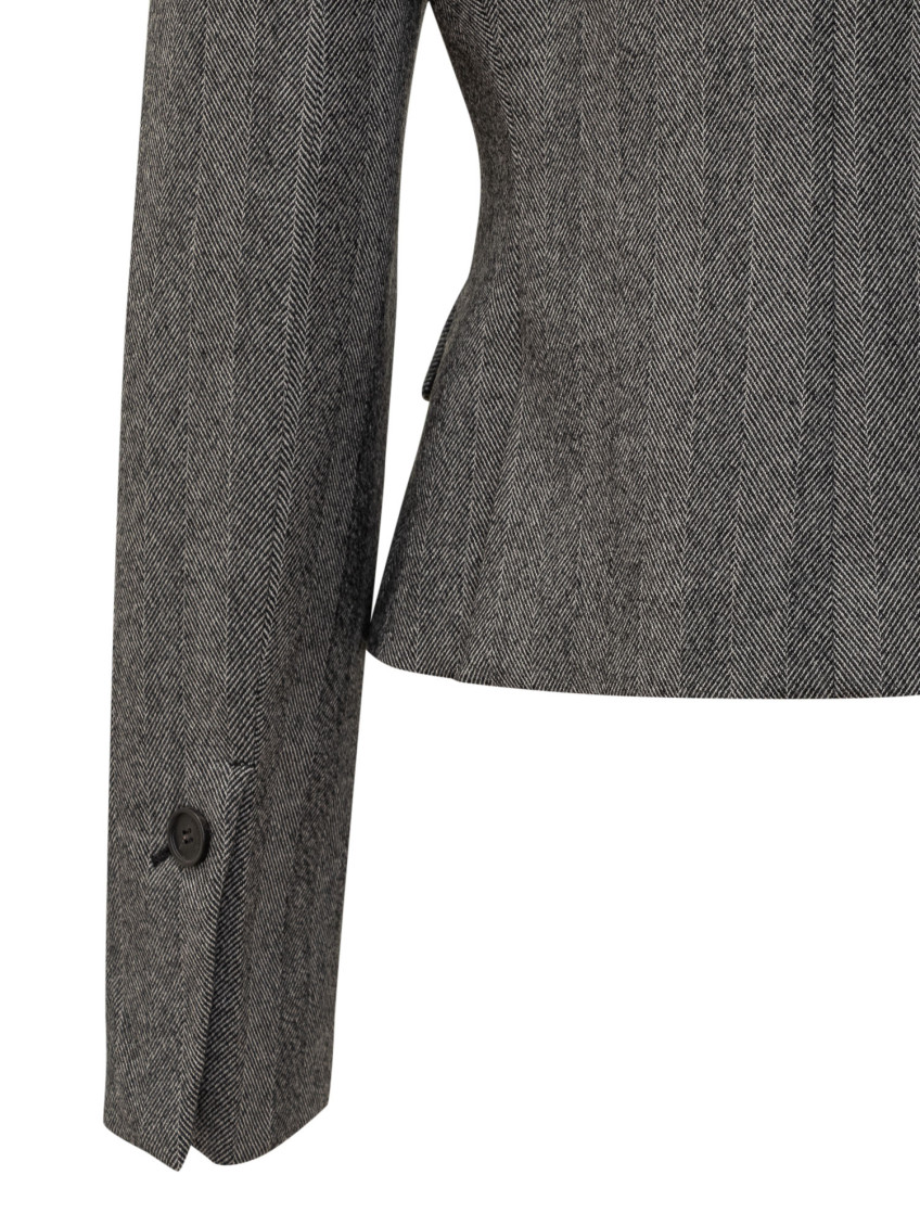 Grey Stripes Notched Lapel Blazer