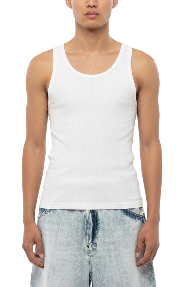 White Round Neck Tank Top