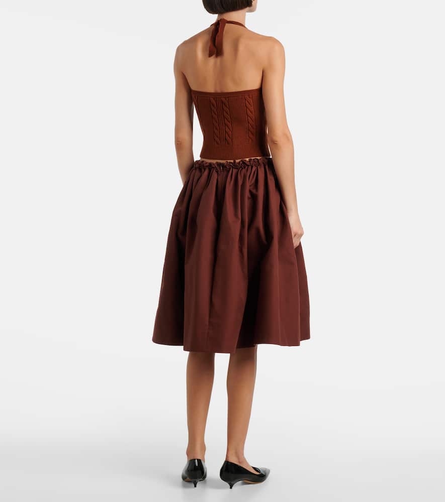 Cable-knit halterneck wool top