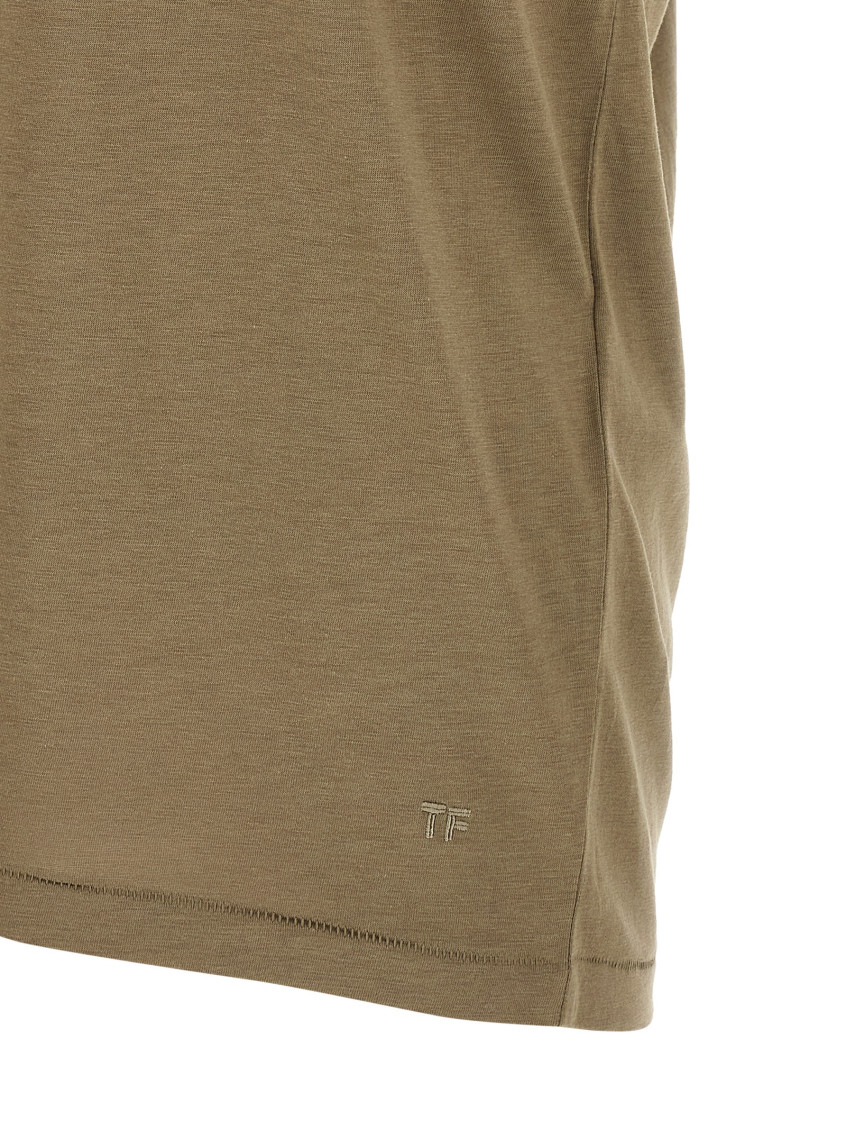 Lyocell Cotton Short Sleeve Crewneck T-Shirt Green