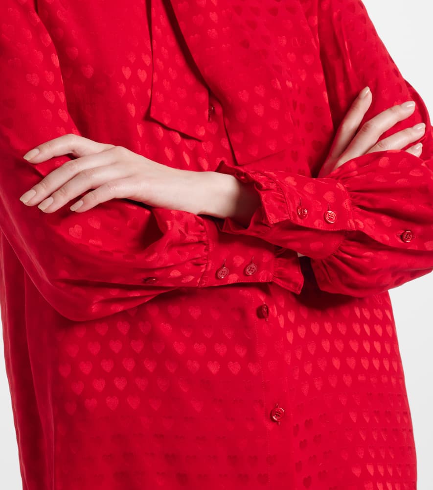 La Cour De Caur bow-detail silk crêpe shirt