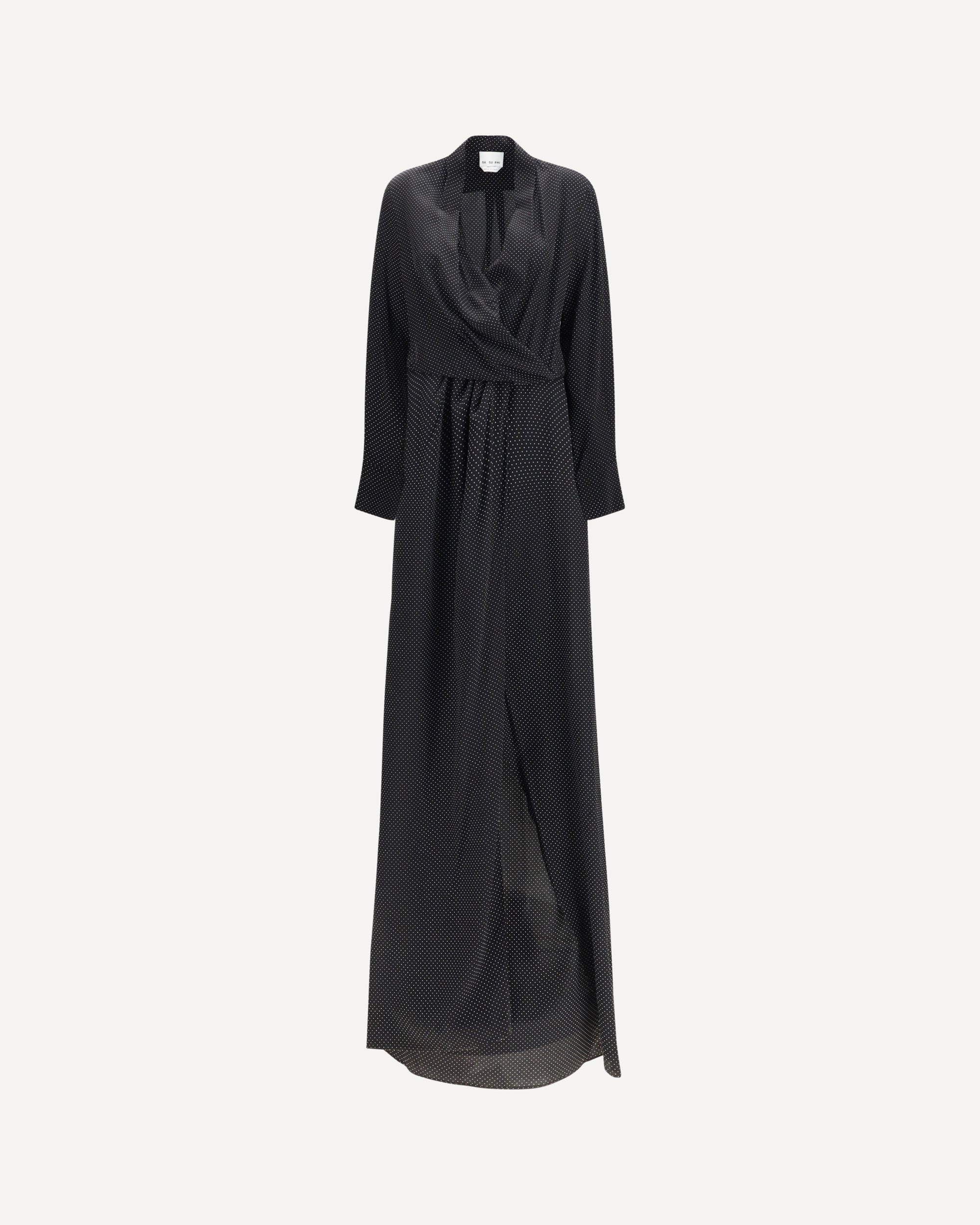 Criss Cross polka-dot silk crepe de chine maxi Dress Female 40
