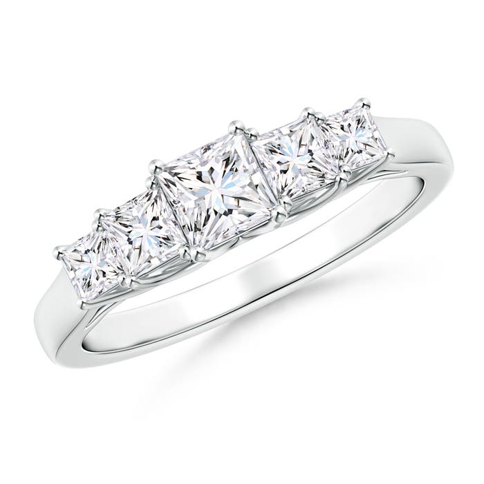 Angara 0.36 Carat Graduated Princess-Cut Trellis Diamond Five Stone Ring in 18K White Gold