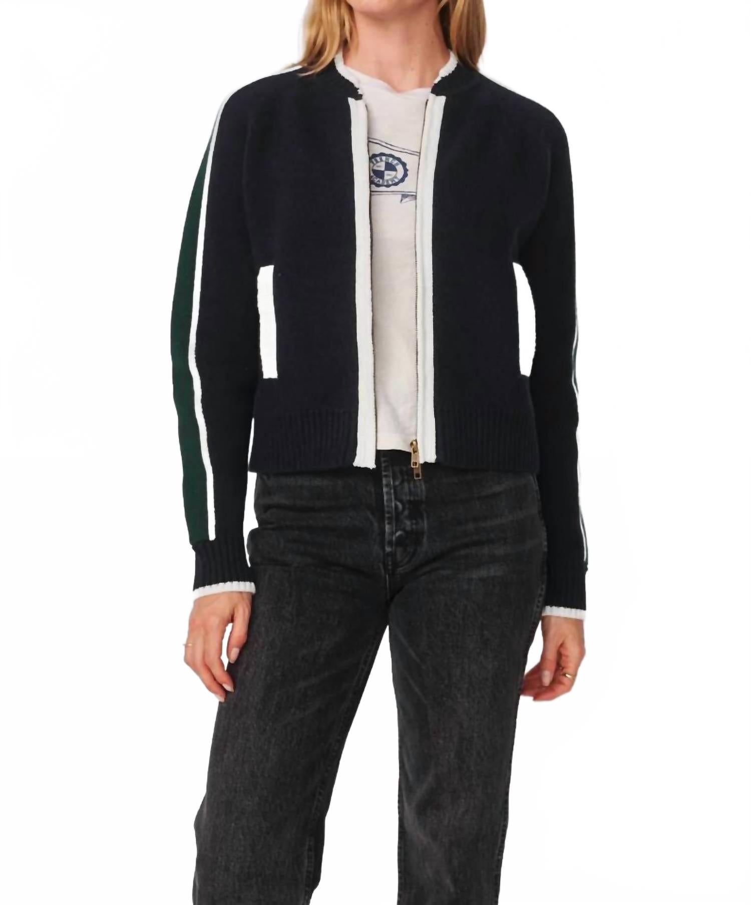Varsity Sweater Jacket In Blue
