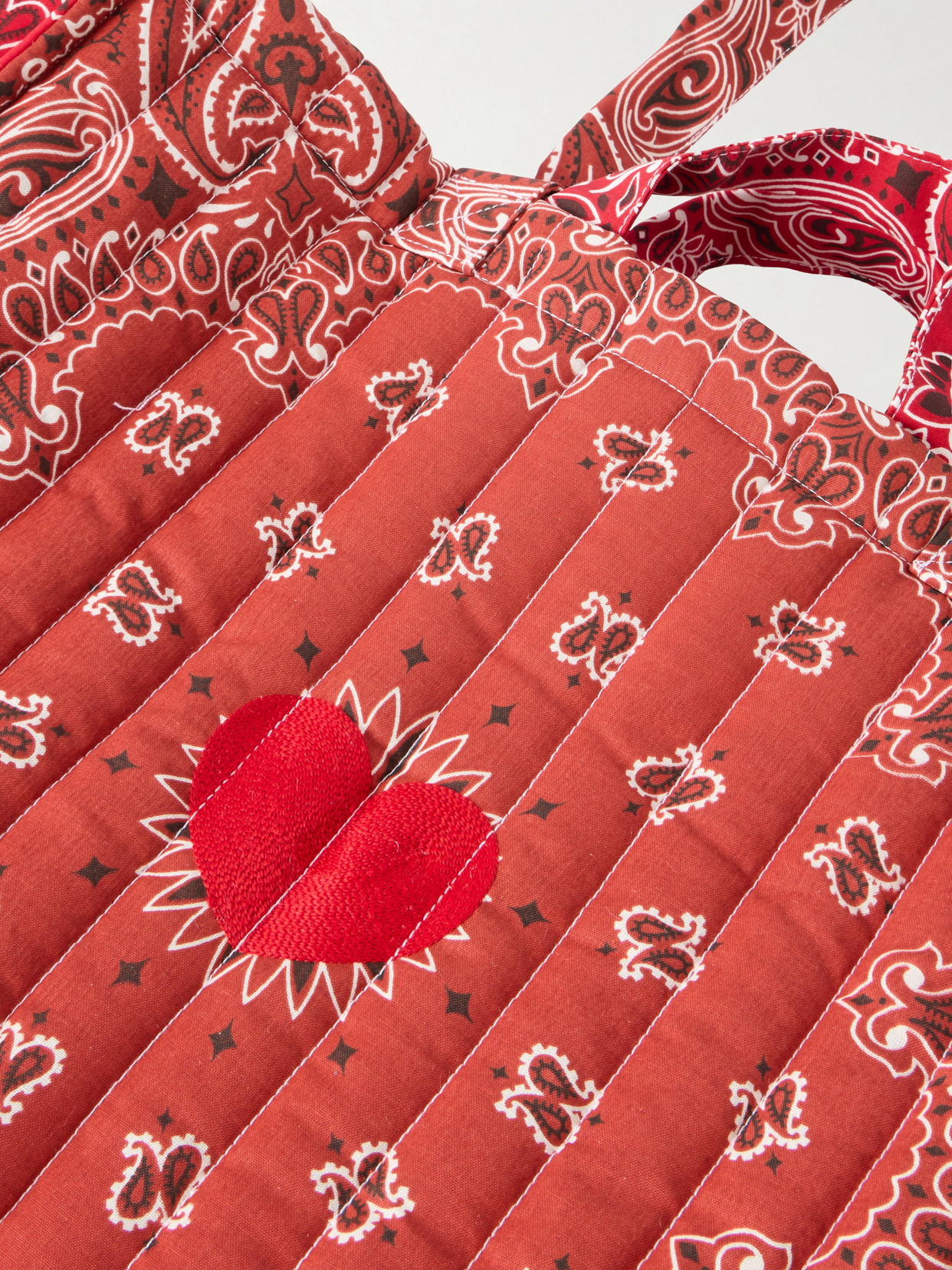 Maxi Cabas Coeur Quilted Printed Tote - Red