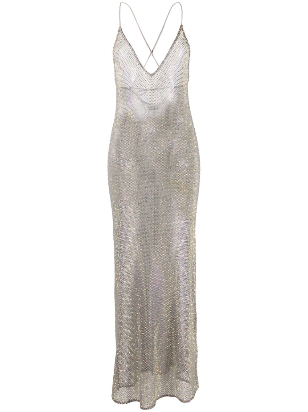 Embellished mesh midi dress - Grey