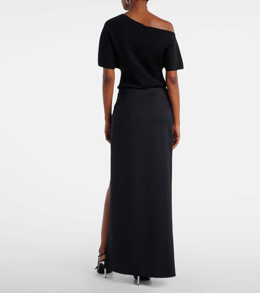 Garter cotton-blend jersey maxi skirt