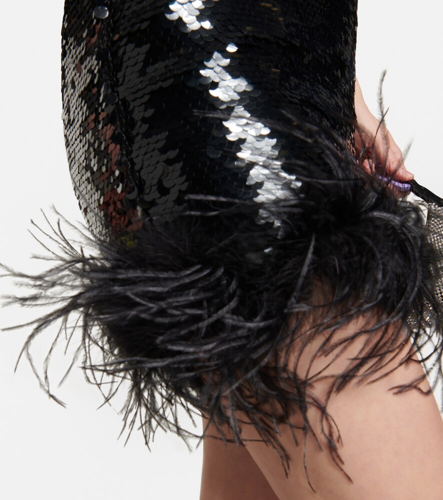 Giuseppe di Morabito Feather-trimmed sequined miniskirt