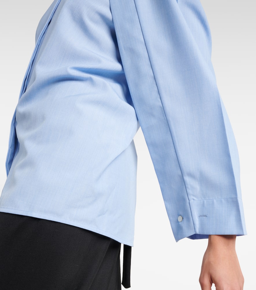 Caped virgin wool blouse