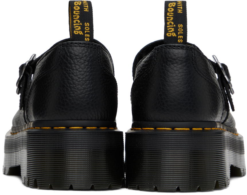Dr. Martens Black Addina Flower Buckle Leather Platform Oxfords