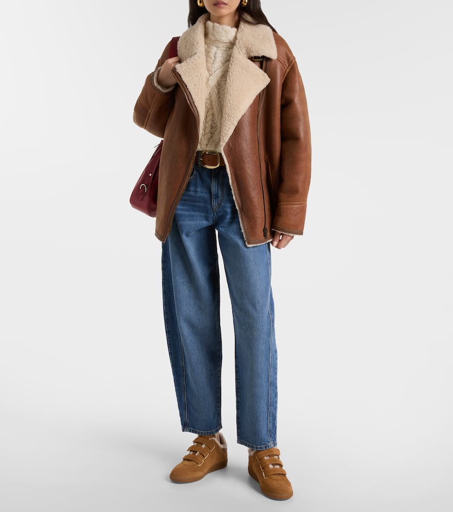 Adelina shearling-trimmed leather jacket