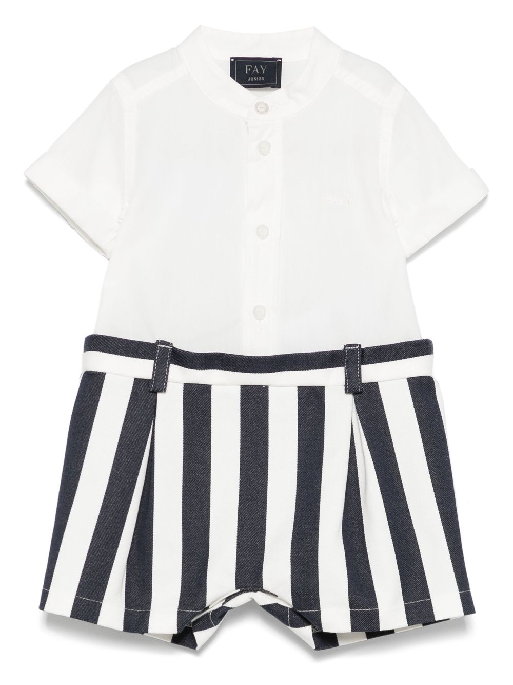 Striped-panel romper - White