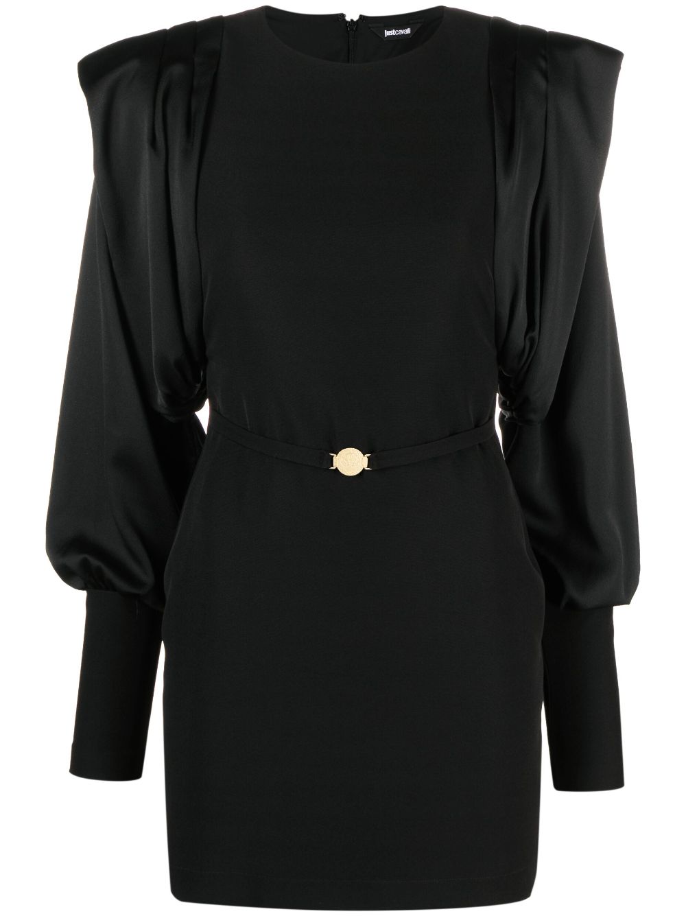 Draped-sleeve belted minidress - Black