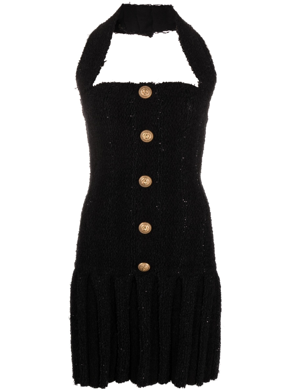 Tweed halterneck mini dress - Black