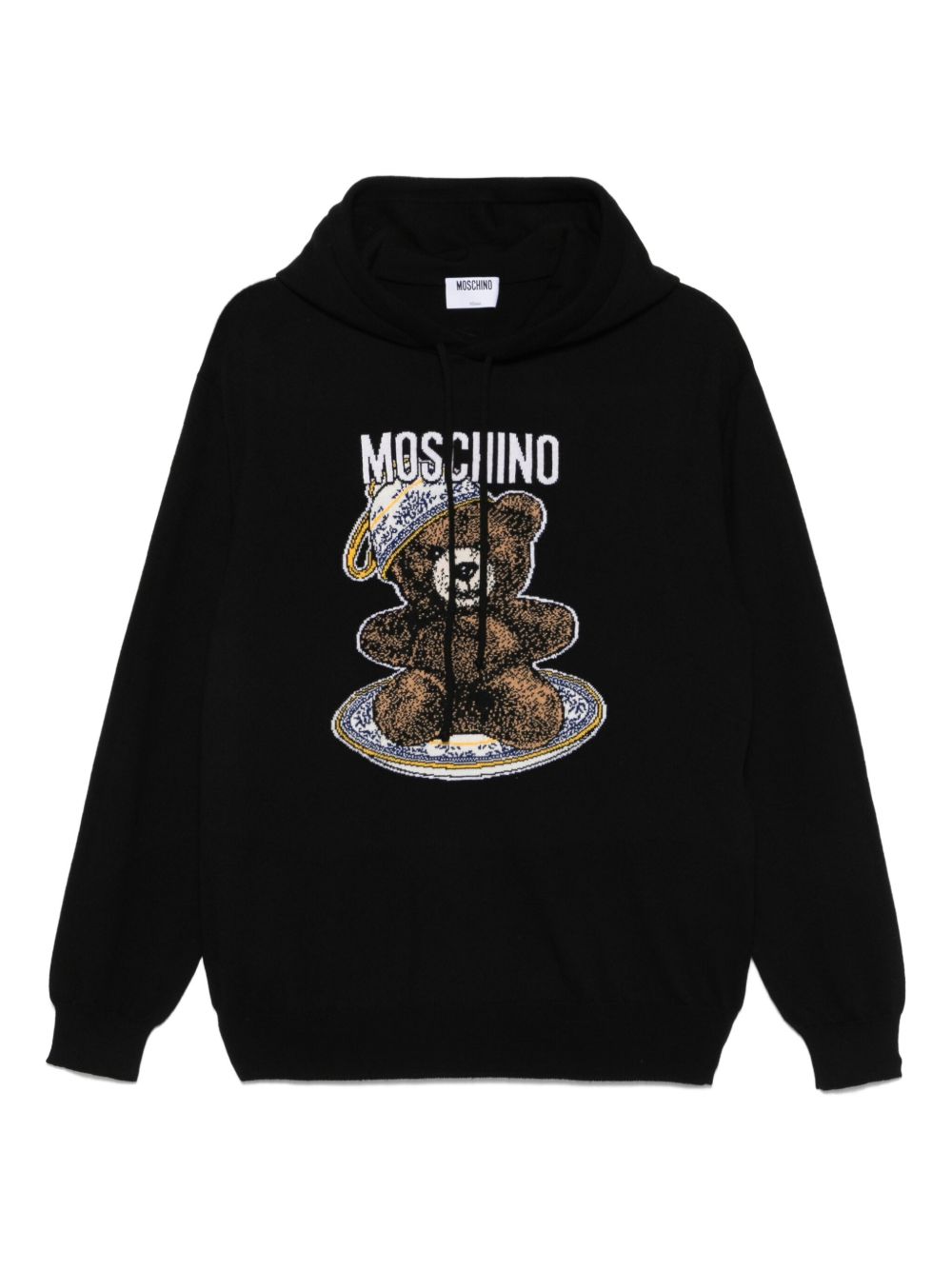 Teddy Bear-intarsia hoodie - Black