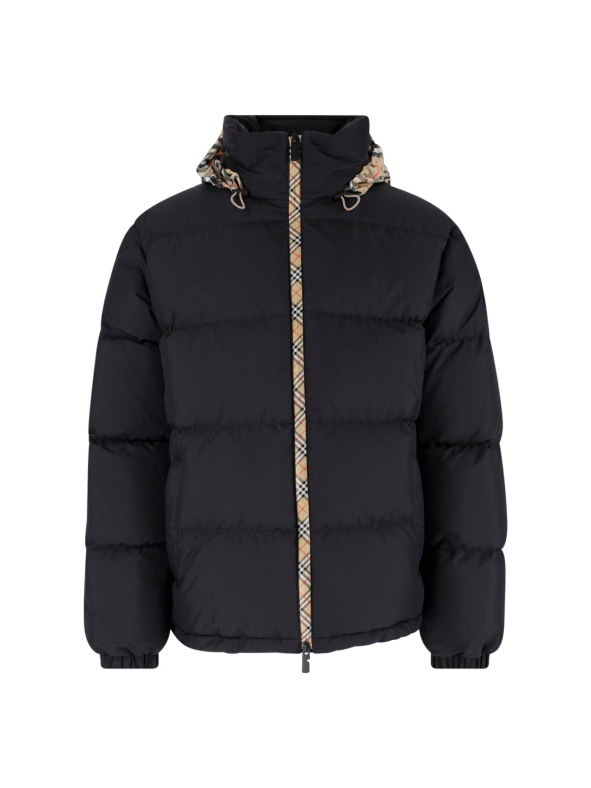 Men's Down Jacket with Check Finishes