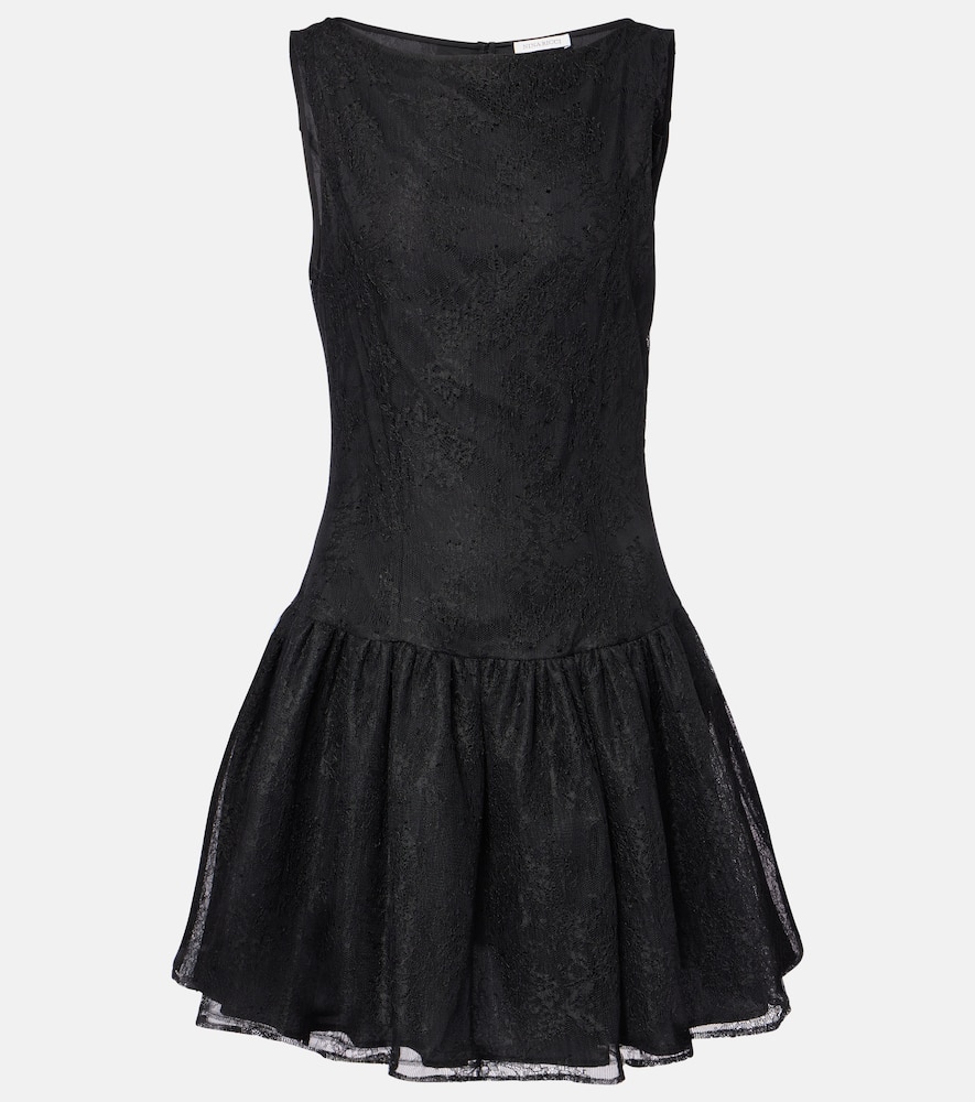 Bow-detail lace minidress