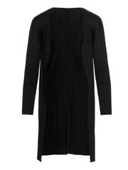 Pleated Polyester Cardigan — Black
