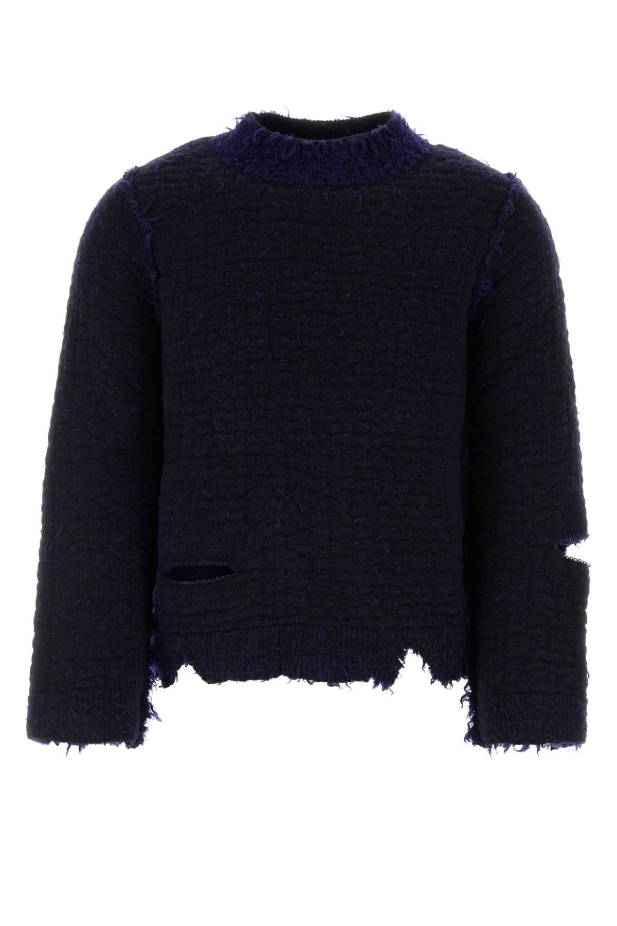 Merino Wool Blend Sweater — Navy