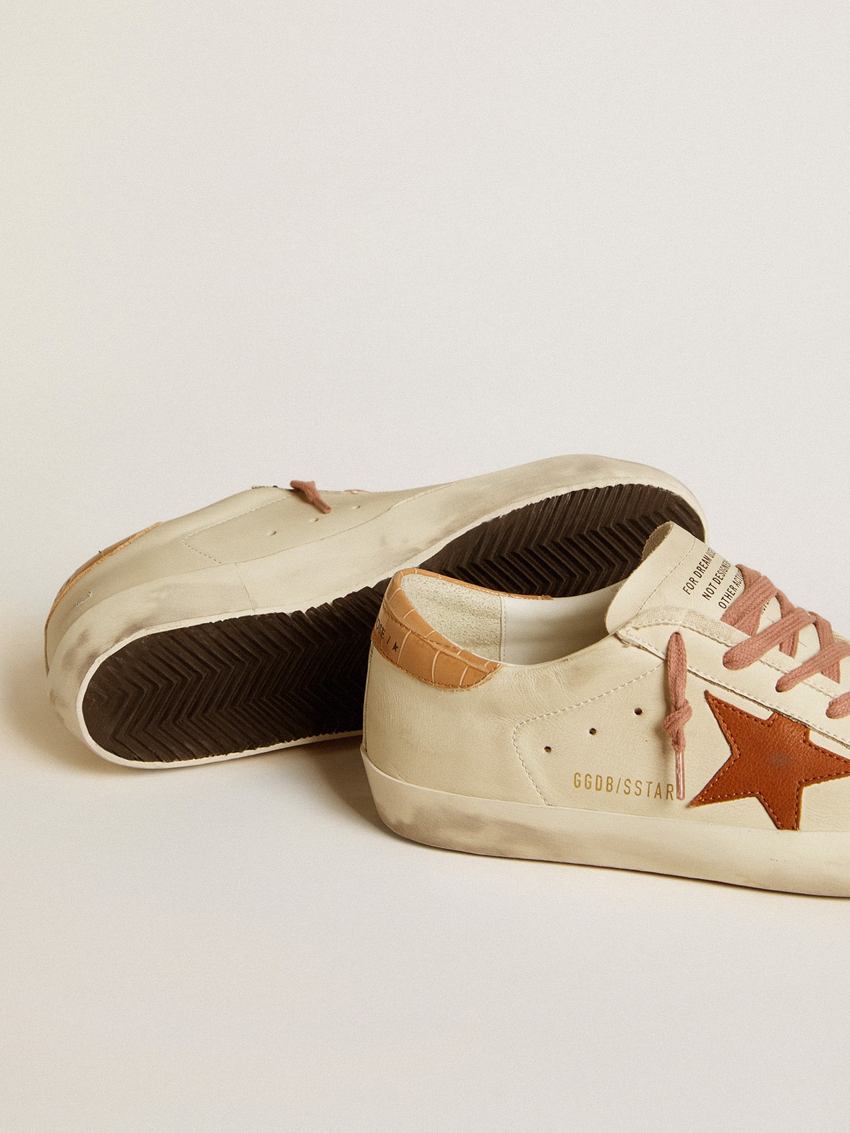 Golden Goose - Women’s Super-star With Leather Star And Crocodile-print Leather Heel Tab, Woman