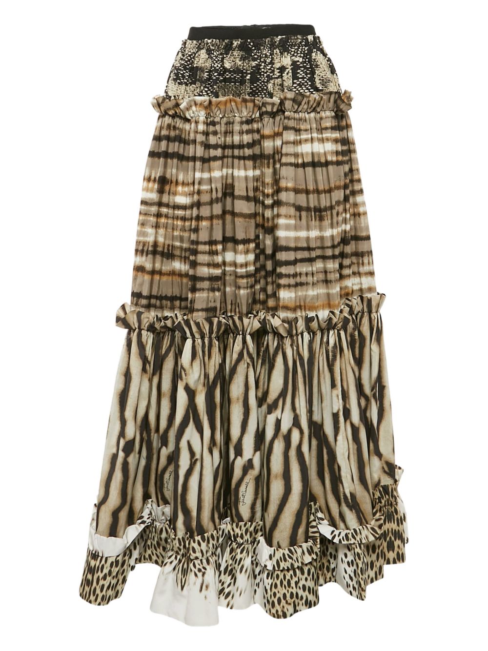 Pre-owned animal-print ruffled skirt - Neutrals