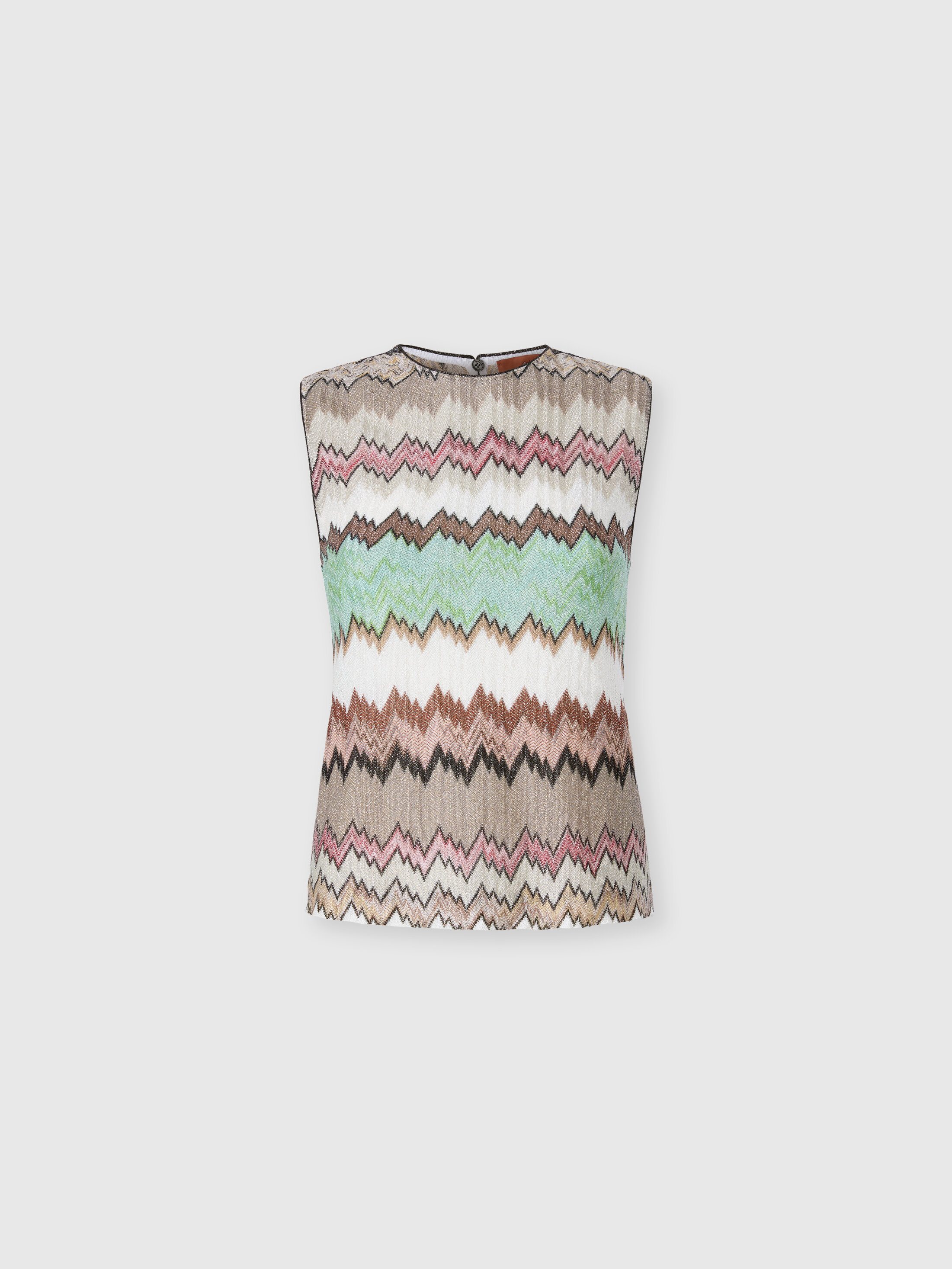 Missoni - Snake-Pattern Viscose Lamé Sleeveless Crewneck Top, Women, Green& Brown