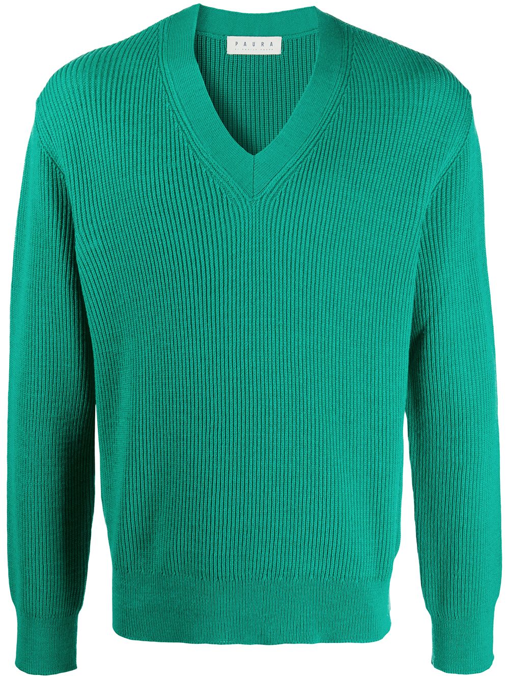 V-neck knitted jumper - Green