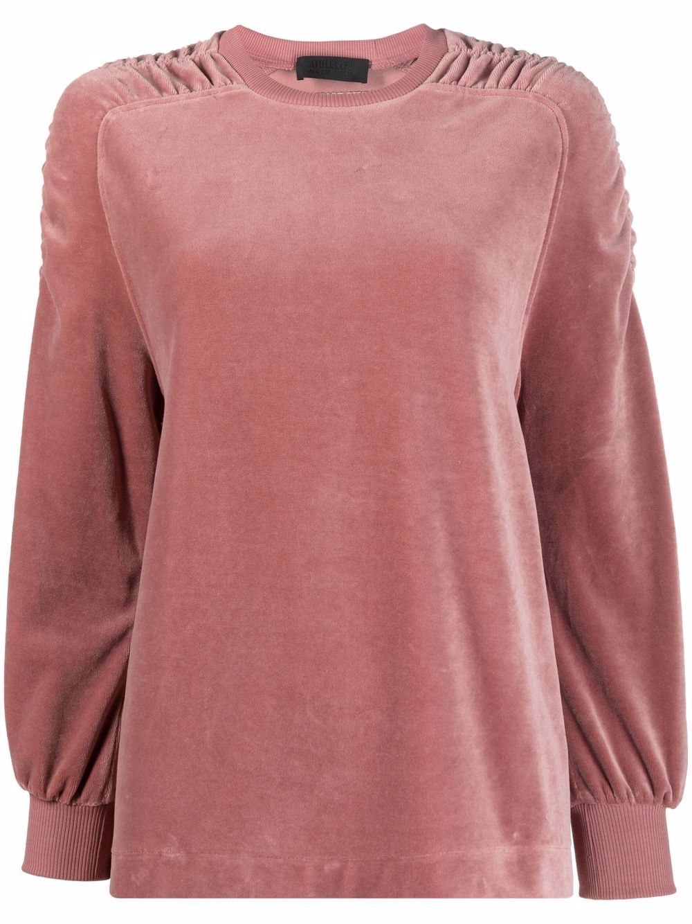 Chenille gathered-trim sweatshirt - Pink