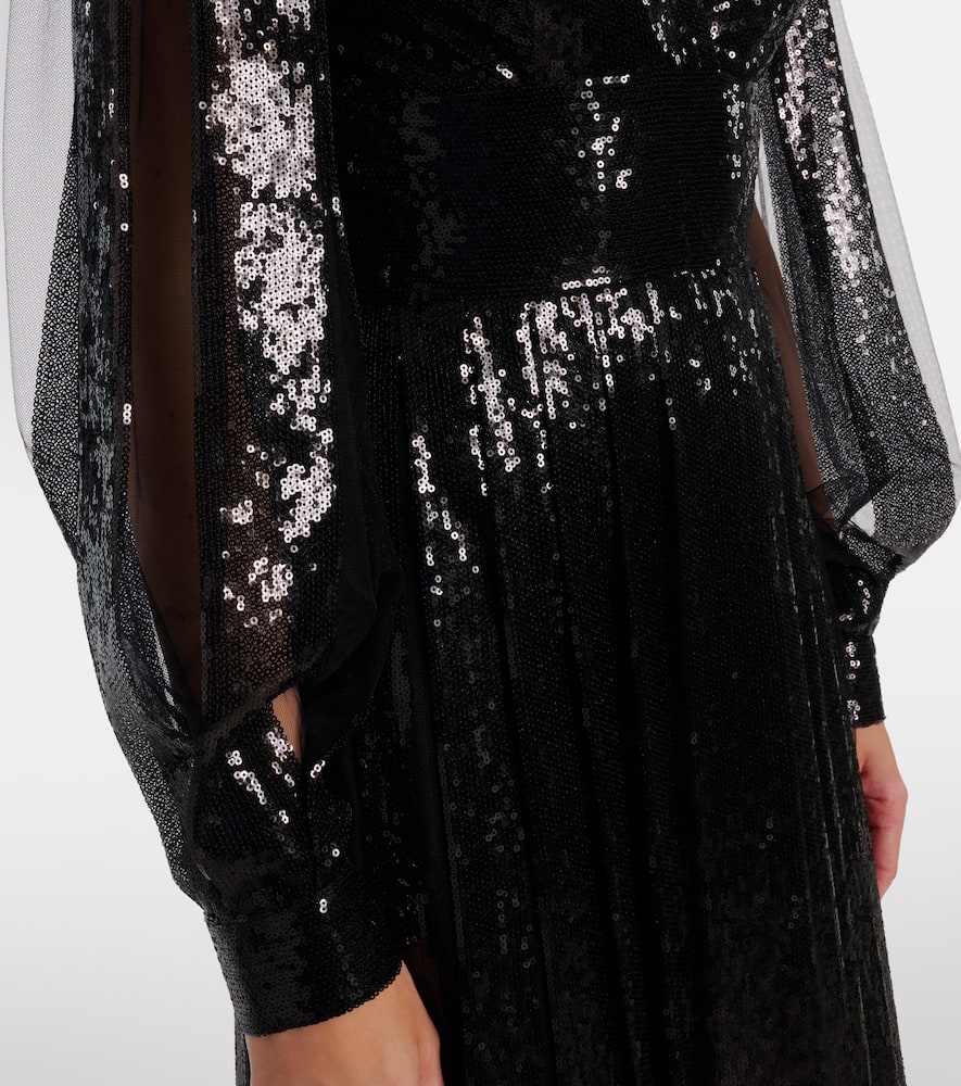 Sequined tulle maxi dress
