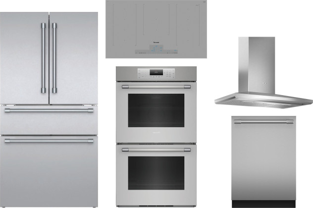 Thermador 5 Piece Kitchen Appliances Package with French Door Refrigerator and Dishwasher in Stainless Steel THERMADOR