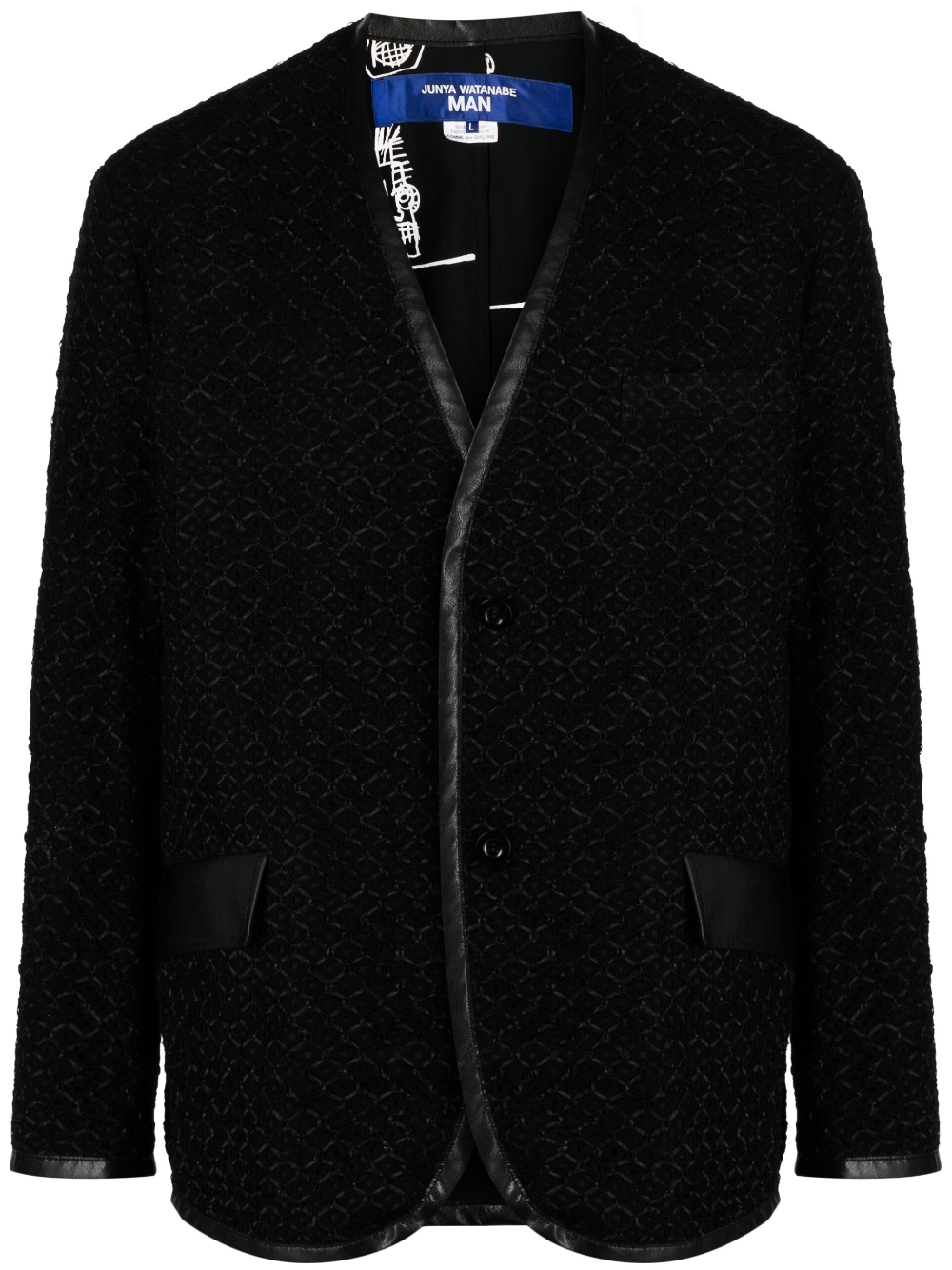 V-neck single-breasted jacket - Black