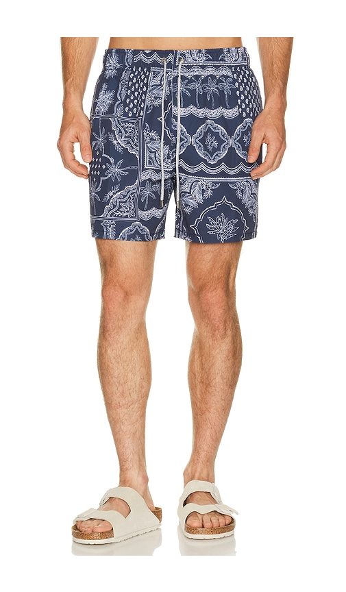 Vintage Summer 4 Way Stretch Volley Swim Trunk in Blue. M. Also in S, L, XL/1X, XXL/2X
