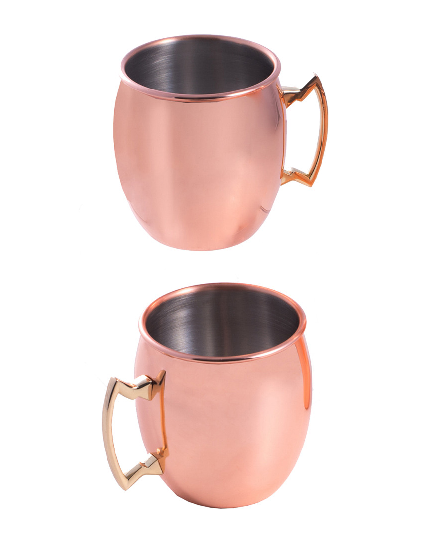 Set Of 2 20oz Stainless Steel Copper Finished Tankards