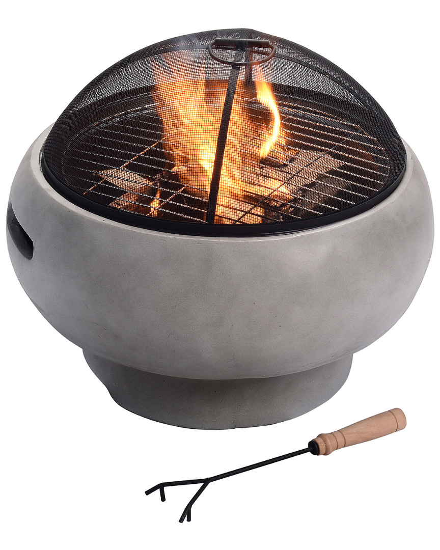 Outdoor 21In Round Concrete Wood Burning Fire Pit